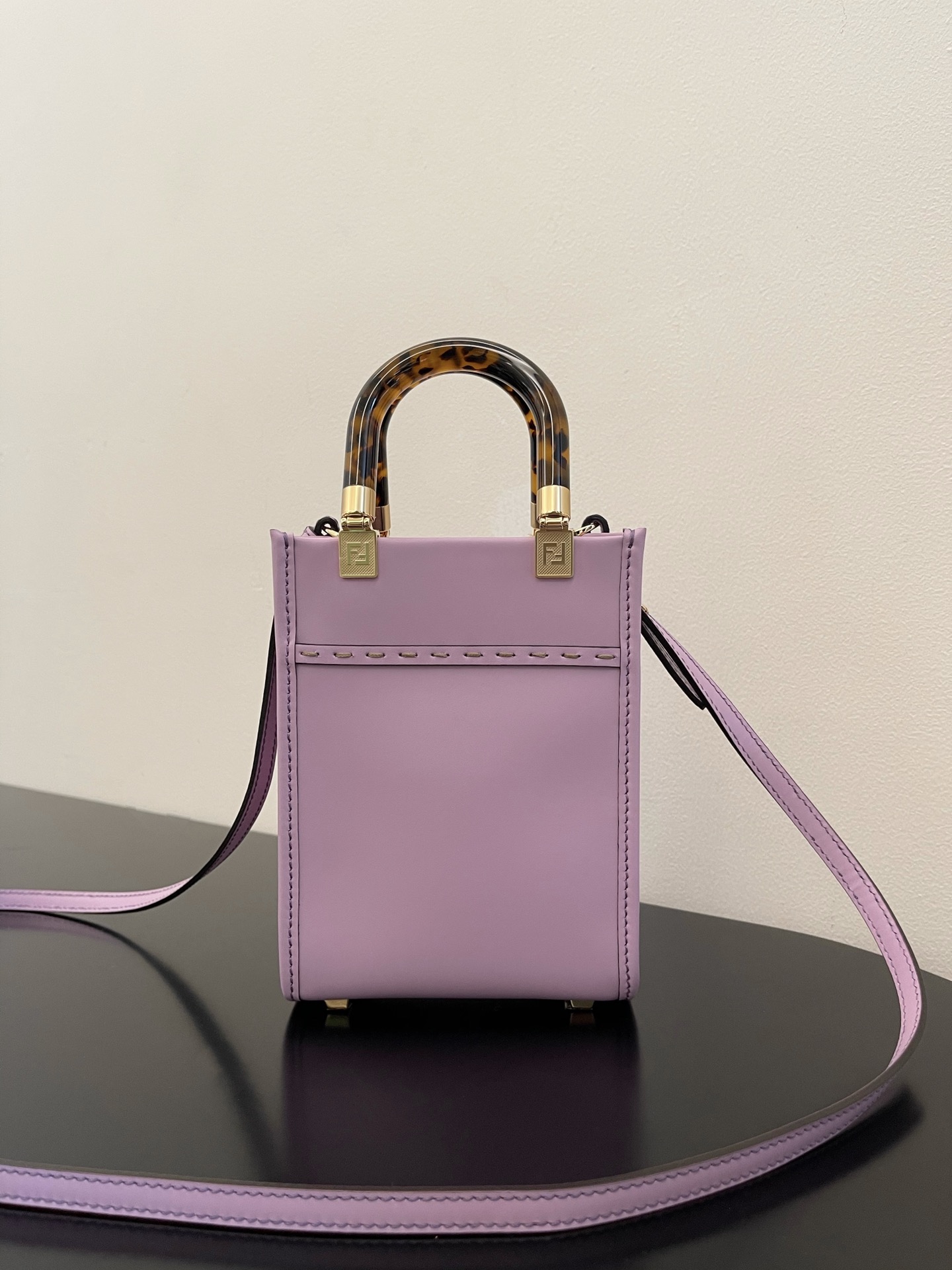 Fendi Mini Sunshine Shopper Lavender Purple Leather Bag